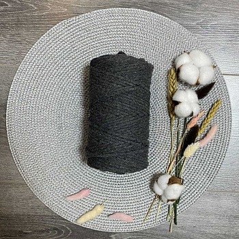 Шнур хлопковый 5 мм (темно серый) 50м