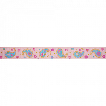 Лента репсовая "Огуречный принт" 20 мм/22,5м цвет 117 розовый