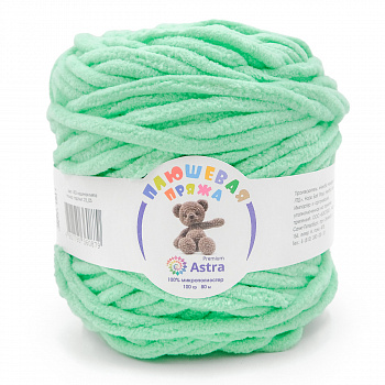Пряжа Astra Premium "Плюшевая" 100гр. 80м, 100% п/э (2шт/упак) (402, ледяная мята )