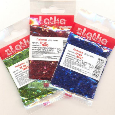 Пайетки «Zlatka» ZF-09 россыпью 3 мм, 5 х 10 г 