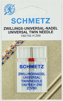 Иглы стандартные двойные 130/705 H ZWI № 80/2.5, 1 шт. Schmetz 0702313
