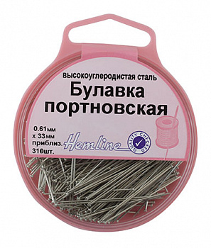 Булавки-гвоздики «Hemline» 716 в пластиковом круглом контейнере (ок.310 шт) 33мм х 0,61мм 