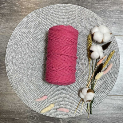 Шнур хлопковый 5 мм (розовый) 50м