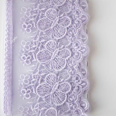 Кружево на жесткой сетке, P3415 сиреневый 12*220 см