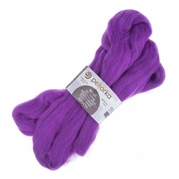 Шерсть для валяния 100% полутонкая шерсть, 50 г, №0078 фиолетовый,упак (10шт.)