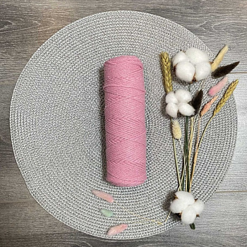 Шнур хлопковый 4 мм без сердечника (светло розовый) 50м 2126