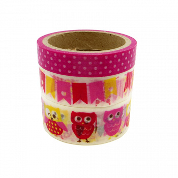 Клейкая лента декоративная «Рукоделие» 8789 Совиный девичник, 15 м