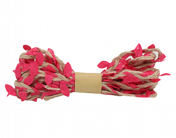 Декоративная веревка с листиками, 3м, (ярко розовый) 2AR206 00006