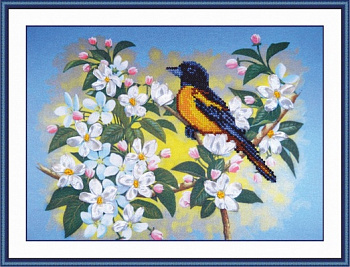 Набор для вышивания «Овен» РТ-006 " Птичка на яблоне",28*21 см.