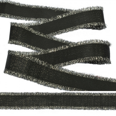 Тесьма TBY с бахромой TBYF02 шир. 25мм, цв.F322 черный, уп.13,71м