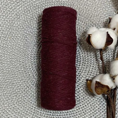 Шпагат хлопковый крученый 3мм (бордовый) 100м
