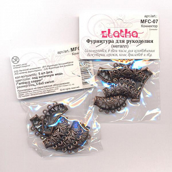 Коннектор MFC-07 "Zlatka" 3.6х2 см 5 шт под античную медь