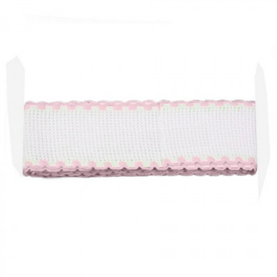 Канва ленточная "Bestex" 7707138, 100% хлопок, 1,5м х 3,5 см, цвет белый/розовый