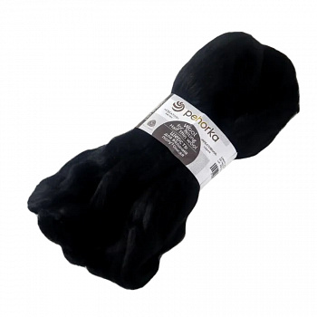 Шерсть для валяния 100% полутонкая шерсть, 50 г, №0002 Черный, упак (10шт.)