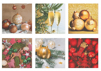 Салфетки бумажные "Love2art" ассорти  SDP №0721-15 33 x 33 6 шт. "Сияние праздника "