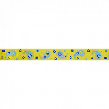 Лента репсовая "Огуречный принт" 20 мм/22,5м цвет 525 желтый