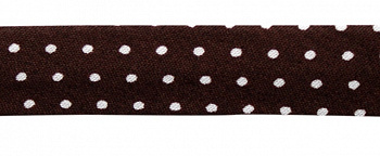 Косая бейка с принтом "Горох" х/б, 15 мм, 65,8 м/шт FBF99 коричневый