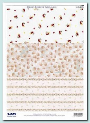 Фон бумажный для аппликаций  210х297мм"гвоздики, ирисы, гортензия"