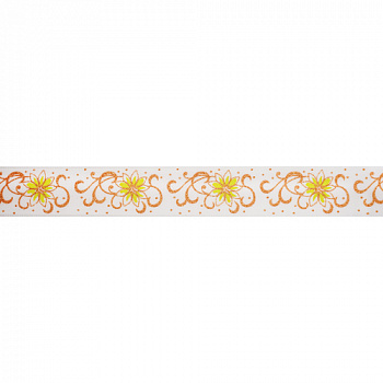 Лента атласная с рисунком "Цветочный узор" 20мм.22,5м ,Цвет 029 Белый 