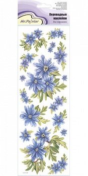 Наклейки Mr.Painter Переводные для керамики 10,5х35,5 Голубые цветочки