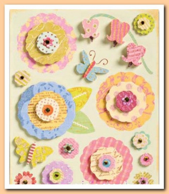 Стикеры-блистящие Цветы и бабочки