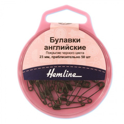 Булавки английские безопасные, 23 мм, металл, черные, 50 шт.