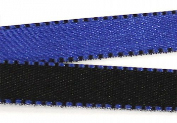 Лента атласная двухцветная FSM, 10мм*20м (082 синий/черный)