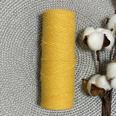 Шпагат хлопковый крученый 3мм (горчичный) 100м