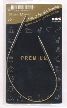 Спицы круговые супергладкие, никель, ADDI 105-7, 30 см, №4.5