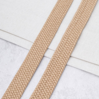 3Al296 Стропа ременная плетеная эластичная (30% латекс, 70% полиэстер) 34мм*22,86м (08 бежевый)
