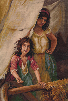 Набор для вышивания «Овен» 1700 "Цыгане, просящие милостыню" 35 х 54 см 