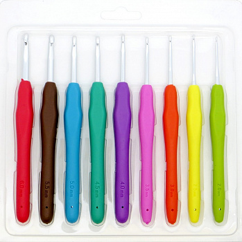 Набор крючков KAO(S)/AS-01 вязальных односторонних алюминиевых с силиконовой ручкой (9 шт.)