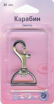 Карабин металлический , никель 25 мм, HEMLINE