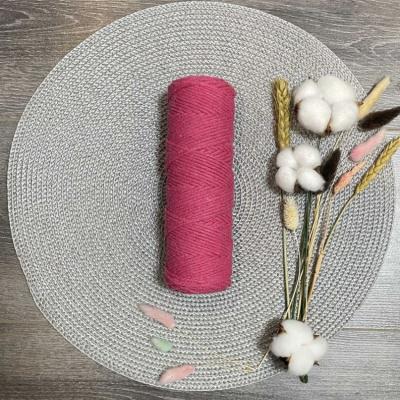 Шнур хлопковый 4 мм без сердечника (Розовый) 50м