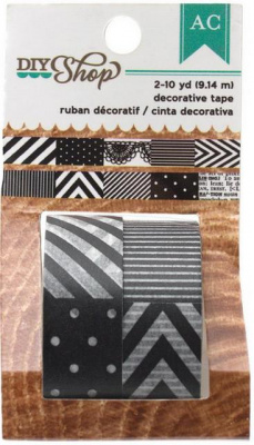 Клейкая лента бумажная "American Crafts" AC DIY Shop  366615 «Black & White» 2шт