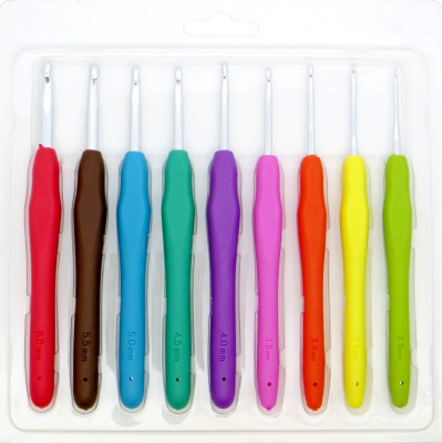 Набор крючков KAO(S)/AS-01 вязальных односторонних алюминиевых с силиконовой ручкой (9 шт.)