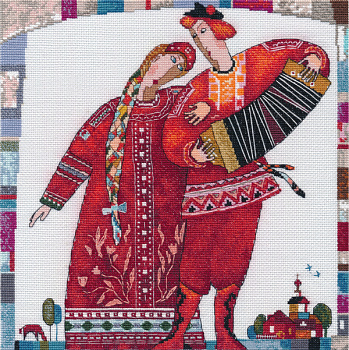 Набор для вышивания «Овен»  1749 " Играй, гармонь " 25 х 25 см.