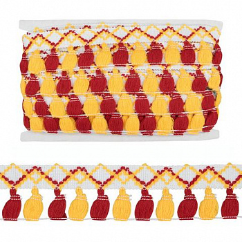 Тесьма с кистями LS-034 48мм*9,14 м, цв. красн/желт