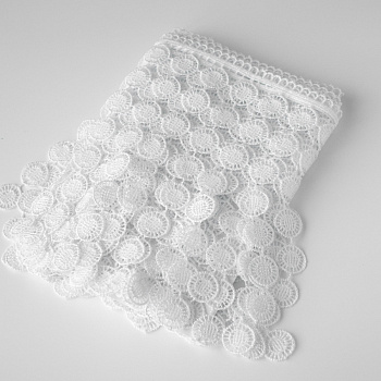 Кружево гипюр с подвесками круги, белый 20*270 см