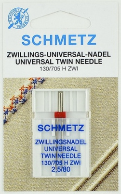 Иглы стандартные двойные 130/705 H ZWI № 80/2.5, 1 шт. Schmetz 0702313