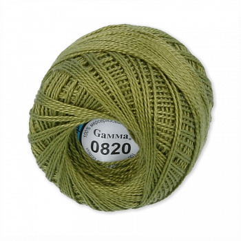 Пряжа "Gamma" Ирис 100% хлопок 10 х 10 г  (0820, хаки)