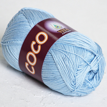 Коко (VITA Cotton), пряжа для ручного вязания (4323, небесно-голубой)