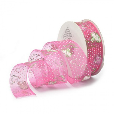 Лента капроновая с рисунком арт.TBY.ЛДР.CK-03.4 шир.2,5см цв.14 (девочки на розовом) уп.9,14 м.