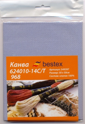 Канва "Bestex" 624010-14C/T 968, 50*50 см, цвет серый