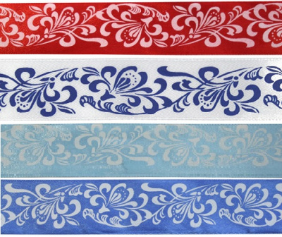 Лента атласная 'Узор' 2,5 см*22,86 м