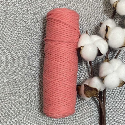 Шпагат хлопковый крученый 3мм (персиковый) 100м