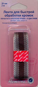 Лента для быстрой обработки кромок «Hemline» 784.B, 20мм*2 м, черный
