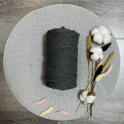 Шнур хлопковый 5 мм (темно серый) 50м