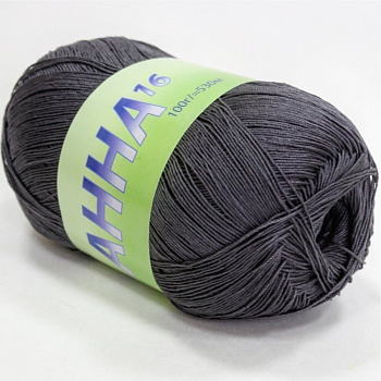 Анна 16, пряжа для ручного вязания 100г/530м (376 темно-серый)