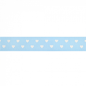 Лента репсовая 'Сердечки мелкие', 15мм*22,5м (голубой)